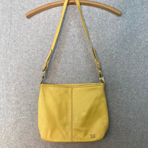 The Sak Yellow Leather Purse Medium Size Multiple Pocket Adjustable Strap - Picture 1 of 13